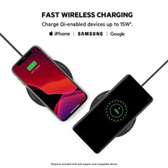 10W Wireless Charging Pad + QC 3.0 Wall Charger + Cable