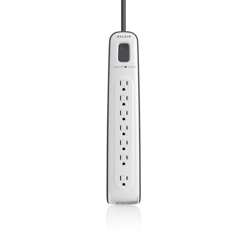 7-outlet Surge Protector with 12 ft Power Cord with Telephone Protection