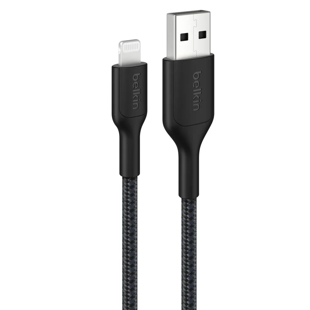 Braided USB-A Cable with Lightning Connector, 3.3ft/1m, Black