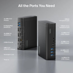 Universal 16-Port Triple Display USB-C Dock