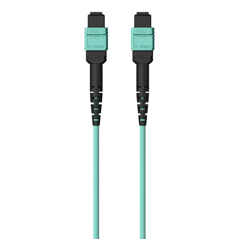 MTP to MTP MPO Fiber Optic Cable, 40GbE Aqua MTP/MTP, 50/125, OM3, Plenum