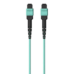 MTP to MTP MPO Fiber Optic Cable, 40GbE Aqua MTP/MTP, 50/125, OM3, Plenum