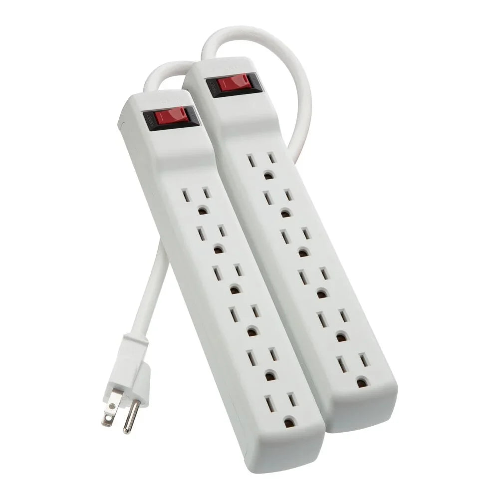 6-Outlet Surge Protector with 2 ft. Cord (2-Pack)